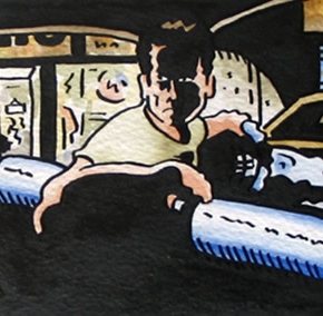 Extra Width, 10x4.5 ink and watercolour, 2001