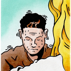 Illustration for a forthcoming publication on young mens health, ink and Watercolour, 2005