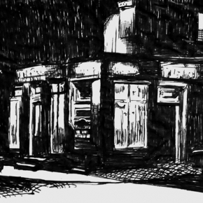 The Grapes, Liverpool, Biro sketch, 2002