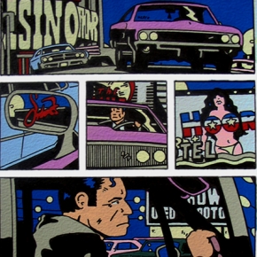 vegas (comic book panel), ink and gouache, 1999