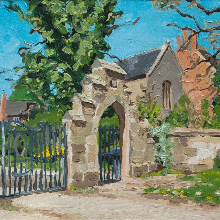 John Morris Hall, Grafton Manor - Arch and wheelie bin